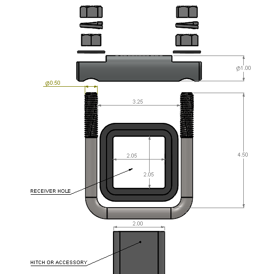 Hitch Clamp - Cross Clamp 2" Heavy Duty